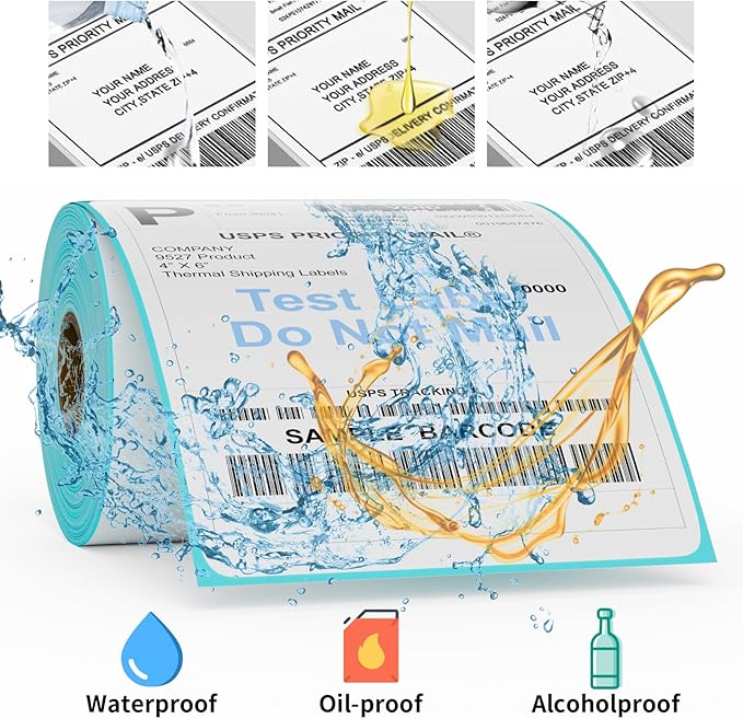 9527 Product 4" x 6" Thermal Labels for Zebra Rollo Direct Thermal Printers, 1 Roll 250 Labels Blank Direct Thermal Shipping Labels