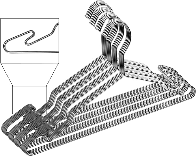 Luxurious Hanger Set Heavy Duty Metal Hangers with Unique Hook Design Durable & Sturdy Coat Hangers 4mm Thick Withstands 25lbs Weight Smooth Finish Compact Shirt Hangers - 40 Pack Chrome