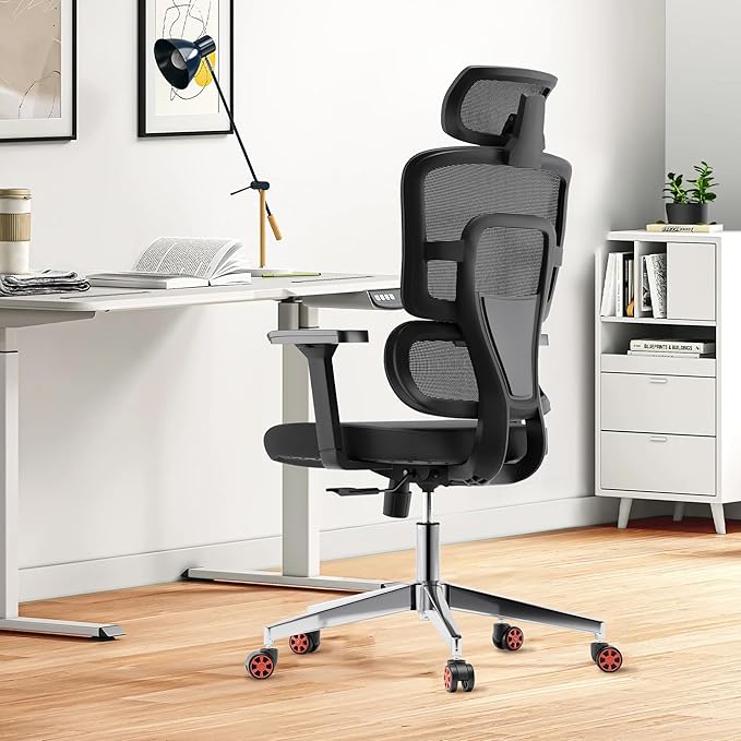 Drafting Chair, Ergonomic Tall Office Chairs for Standing Desk, Home Office Desk Chair with Lumbar Support and Adjustable Flip-up Armrests & footrest (04black)