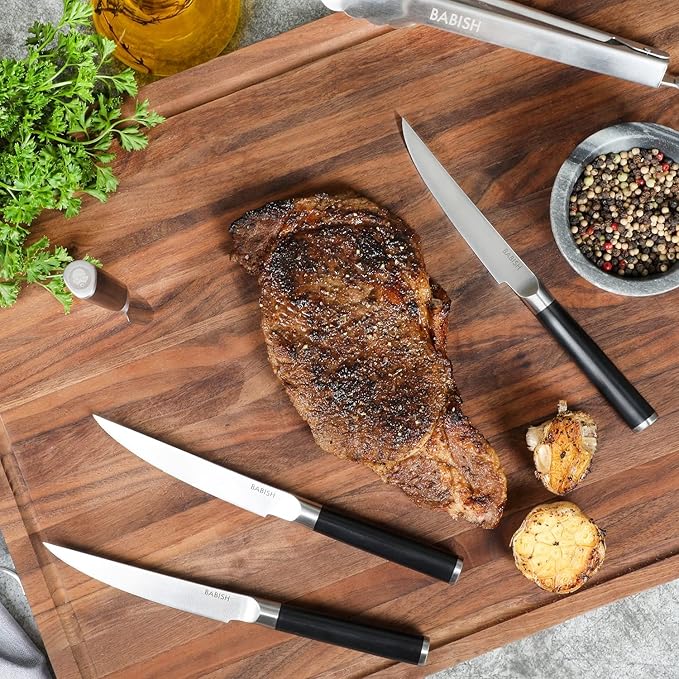 Babish High-Carbon 1.4116 German Steel Cutlery, 4pk Forged Kitchen Steak Knife