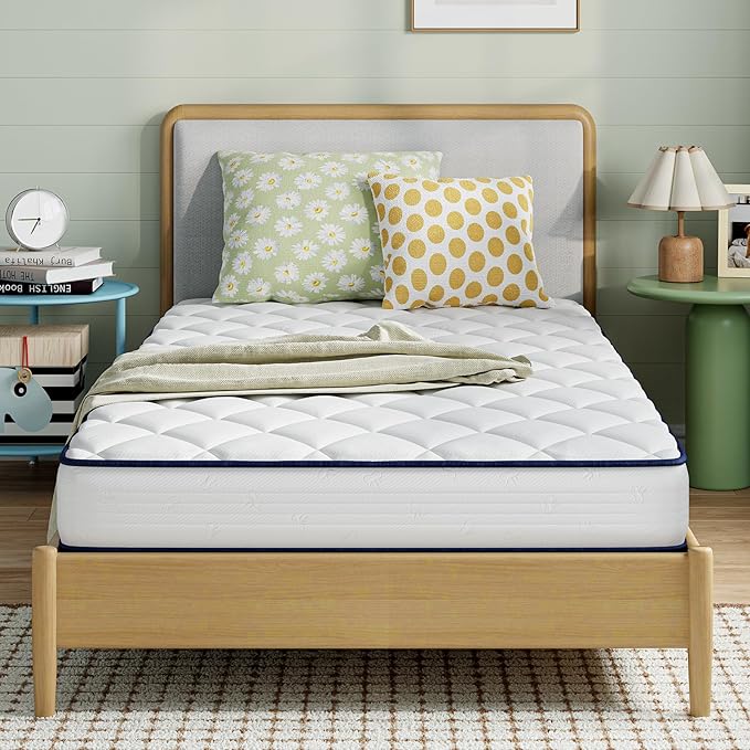 Novilla 8 inch Twin Size Mattresses for Kids, Foam and Spring Hybrid Twin Bed Mattress with Adaptive Foam for Pressure Relieving & Breathable Comfort,CertiPUR-US Certified for Youth & Guest Rooms