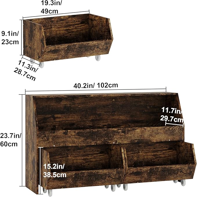 Toy Storage and Organizer for Kid, Boys and Girls Muti-Functional Bookcase and Storage Bin with Moveable Drawers, Children Toddler Storage Carbinet Retro Brown