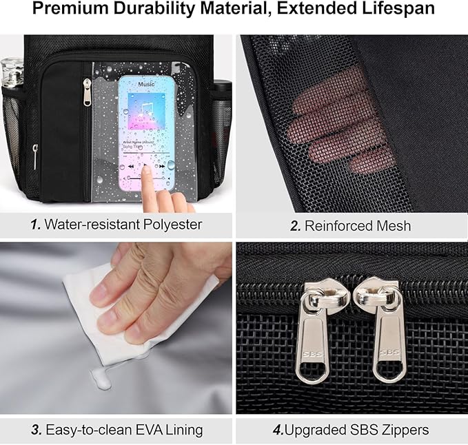 F-color Hanging Shower Caddy Portable - College Dorm Essentials for Guys with Hooks, Quick-Dry Shower Bag for Dorm Travel Gym Camping Essentials, Water-Resistant with Multiple Pockets, Black