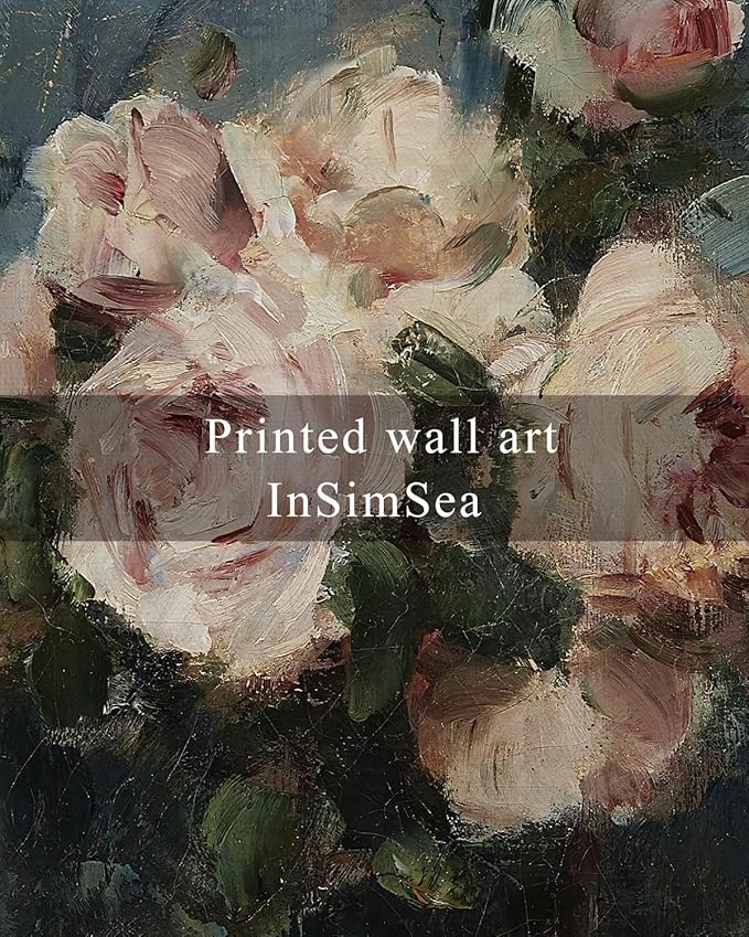 InSimSea Framed Wall Art for Living Room Flower Wall Art Aesthetic Home Decor Roses Vintage Botanical Prints Floral Paintings Canvas Wall Decor Large Canvas Prints for Bedroom Office 20x30in