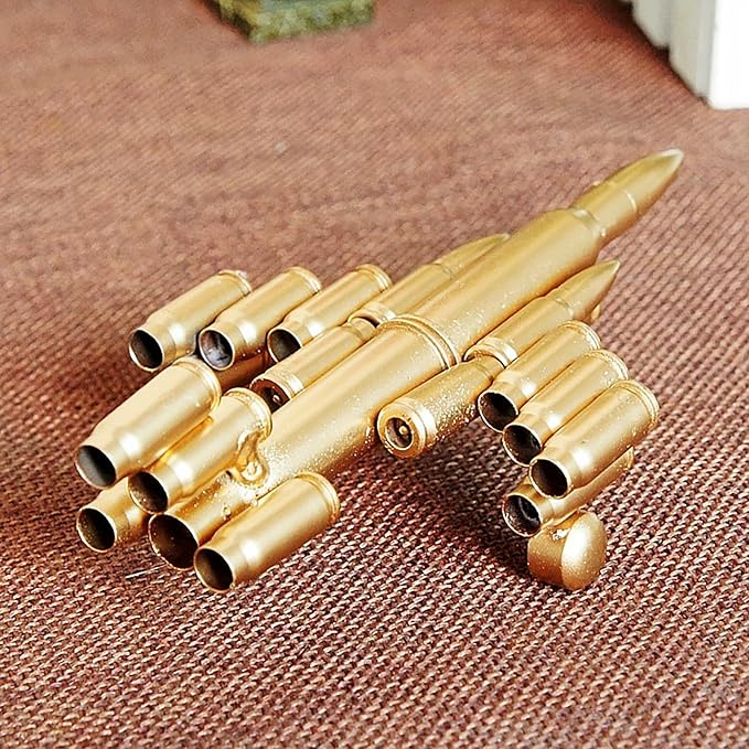 Bullet Shell Military Vehicle Sculptures - Handmade Tank, Airplane, Warship Metal Art Decor for Home, Office, Study Room for Men, Veterans (Fighter Model)