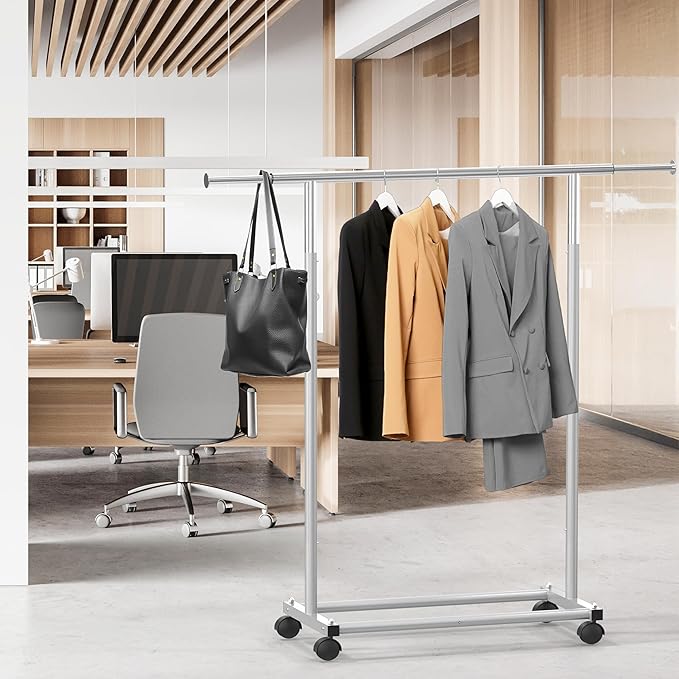 Simple Houseware Standard Rod Garment Rack, Silver