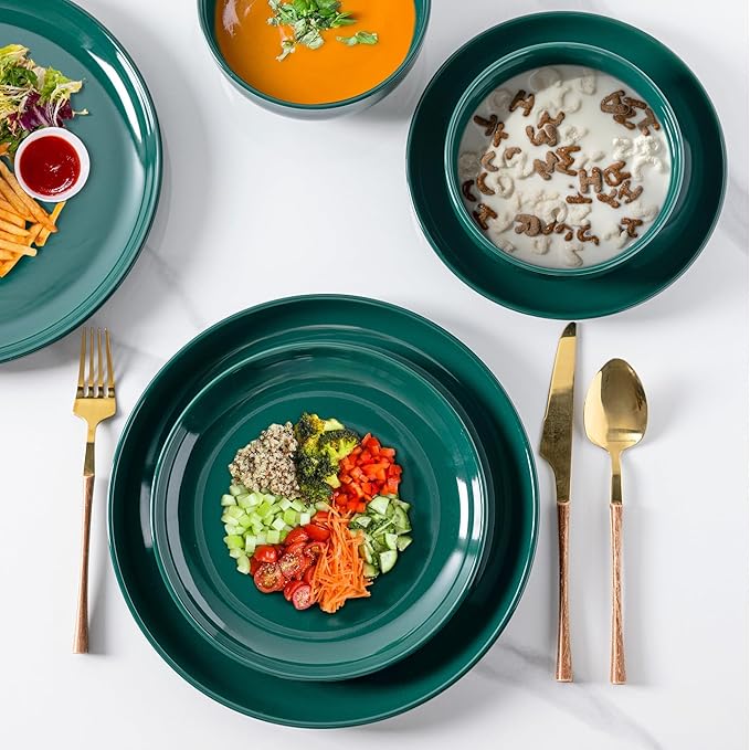 AmorArc Ceramic Dinnerware Sets for 6,Porcelain Plates and Bowls Sets, Scratch Resistant Dishes Set, Dishwasher & Microwave & Oven Safe Dishes Set,White Dishware Service for 6-18 pcs