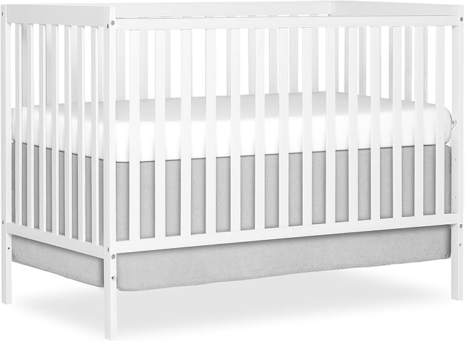 Dream On Me Synergy 5-in-1 Convertible Full-Size Baby Crib with Toddler, Day & Full Bed Conversion in White, GreenGuard Gold & JPMA, 3 Mattress Heights, Sustainable Pinewood