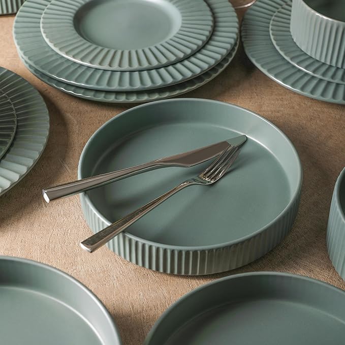 Christian Siriano Lusso 32-Piece Dinnerware Set Stoneware, Stone