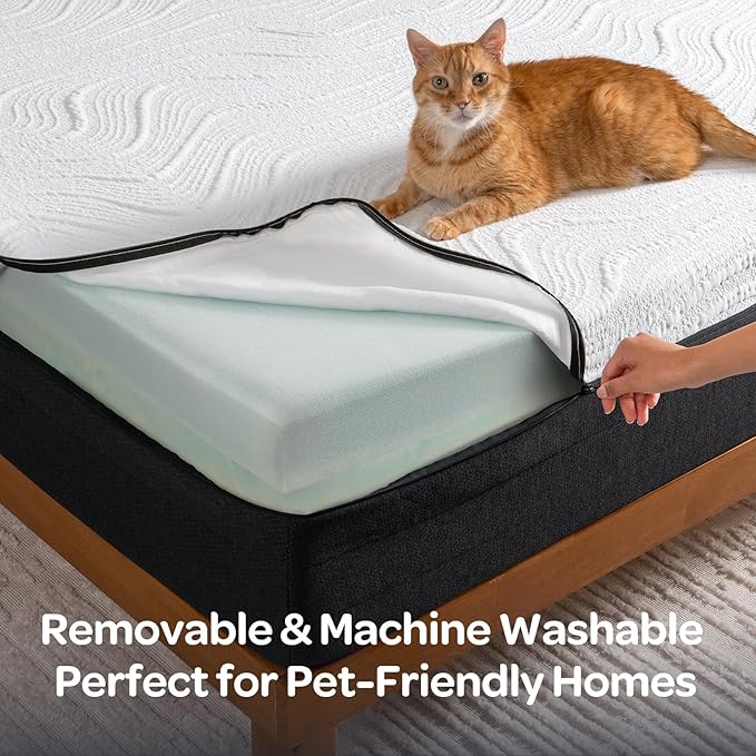 OhGeni 10 Inch Twin Size Mattress, Cooling Gel Memory Foam, Single Bed Mattresses in a Box, Cool Surface Touch, Medium,Ergonomic Support & Pressure Relief, CertiPUR-US Certified Foam, Designed in USA