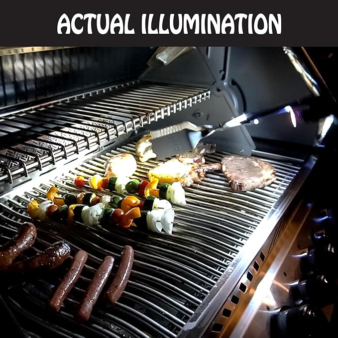 BBQCroc 3-in-1 Barbecue Tool 21-inch - Extra Light and Long Tongs, Spatula and Grill Scraper (Black) (21 inch with Flashlight)