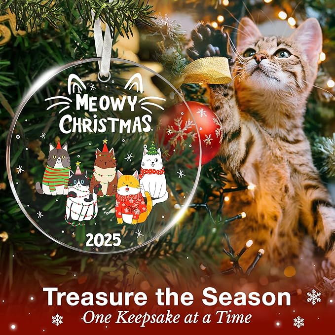 Cat Ornament - Christmas Tree Decorations for Cat Lovers, 2025 Kitty Christmas Ornaments, Unique cat Ornaments for a Festive Celebration, Ideal for Adding Feline Fun to Your Holiday Decor