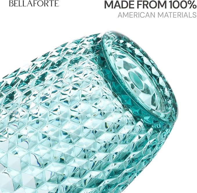 BELLAFORTE Shatterproof Tritan Plastic Short Tumbler, Set of 4, 12 oz - Laguna Beach Drinking Glasses - Unbreakable Glasses for Indoor and Outdoor Use - BPA Free - Blue