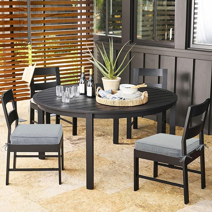 Outdoor Square Corner Seat Cushion, 18.5"x16"x3", Set of 4, Non Slip Seat Cushion Pads with Removable Cover for Patio Furniture, Garden Yard Lawn, Black White Mini Check