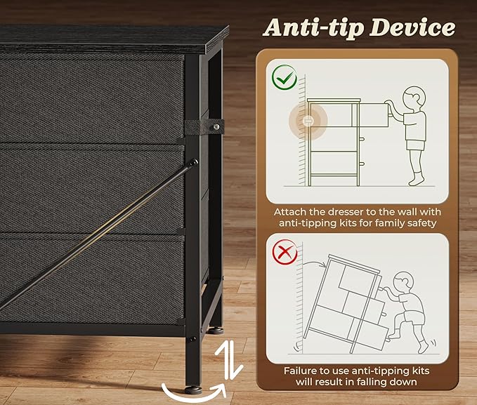 Huuger 78.7 inch Long Dresser for Bedroom, 15 Drawer Fabric Dresser for Closet, Large TV Stand for 65, 75, 85 inch TV, Wide Chest of Drawer with Storage, 78.7" W x 12.9" D x 26.7" H, Black