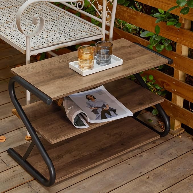 Shoe Rack, Z-Frame Wooden 3-Tier Shelf with Durable Metal Shelves, Shoe Organizer for High Heels, Hallway, Living Room, Closet, Bedroom (Light Rustic)