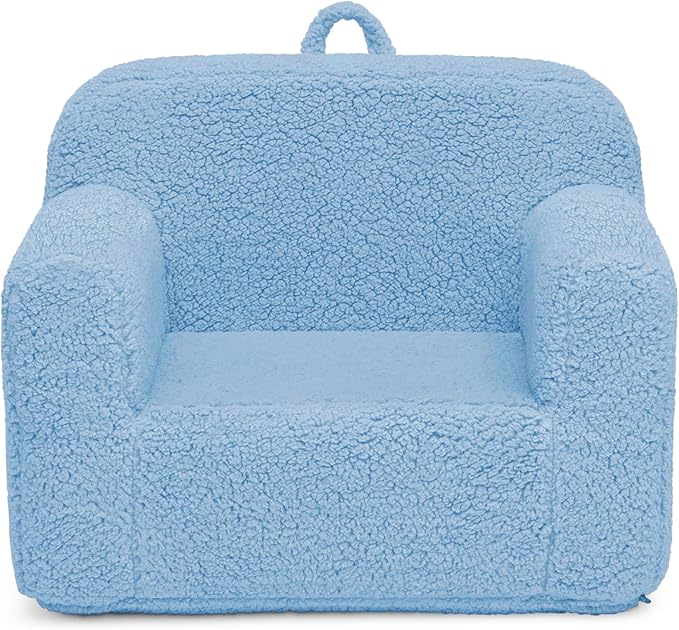 Delta Children Sherpa Cozee Chair - Foam Kids Chair for Ages 18 Months and Up, Powder Blue