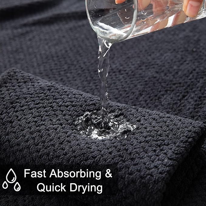 8-Piece Black Bath Towels Set,2 Oversized Large Bath Towels Sheet,2 Hand Towels and 4 Washcloths - 600 GSM Soft Luxury Towel Set,Highly Absorbent Quick Dry Towel Collection for Bathroom,Hotel and Spa