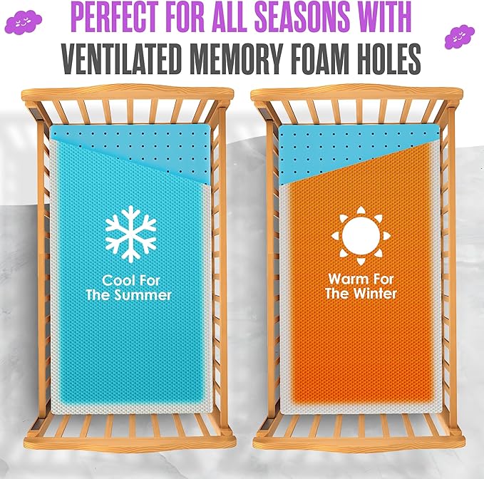 Sleepah 5.5” Crib & Toddler Bed Mattress Dual Sided Cooling Memory Foam – Waterproof Washable Breathable Soft Cotton Fabric – CertiPUR Firm Baby Mattresses - for Baby & Toddlers (Pink)