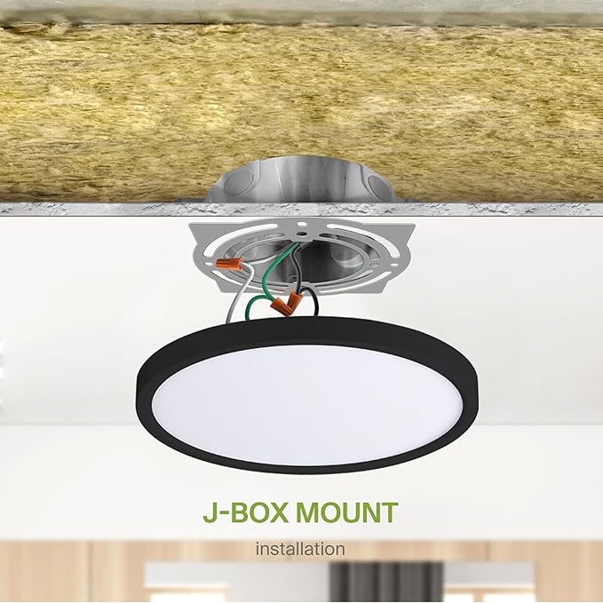 ASD LED 9" Round Flush Mount Ceiling Light Fixture, Low Profile Surface Lighting | 5CCT, Dimmable, Ultra-Thin, ETL Listed | 18W 1660LM 2700-6000K 120V | Kitchen, Bedroom, Hallway Lamp | Black