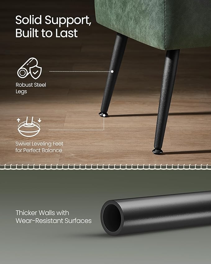 VASAGLE EKHO Collection - Storage Ottoman Bench, Entryway Bedroom Bench, 15 Gallons, Synthetic Leather with Stitching, Mid-Century Modern, Safety Hinges, Loads 660 lb, Forest Green ULOM074C01