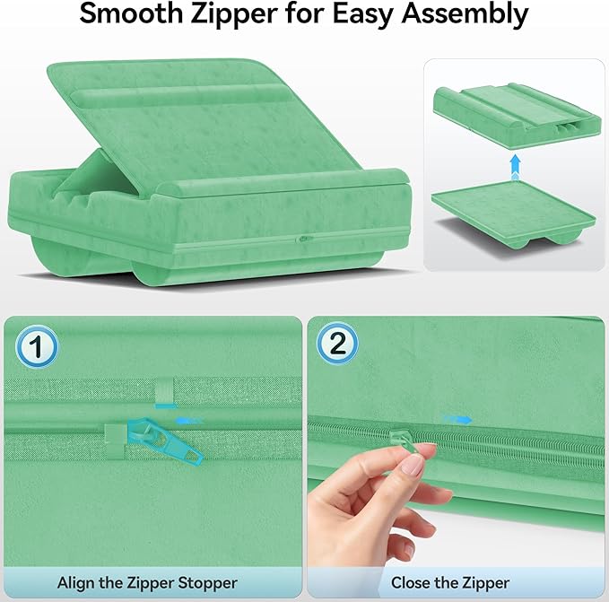 Laptop Lap Desk with Cushion, Adjustable Lap Desk Pillow with Storage, Portable Lap Table for Adults Student, Laptop Stand for Bed Office College Dorm Home Room Couch, Fit Up to 14.9" PC Tablet, Green