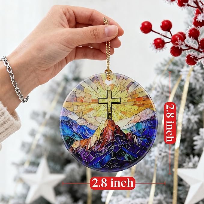 Christian Cross Ornament, Christmas Ornaments, Christmas Decorations | Christian Holiday Decor, Jesus Home Decor, Easter Faith Cross Gifts, Religious Gifts, Gift Exchange & Gift Idea, Giftbox Included