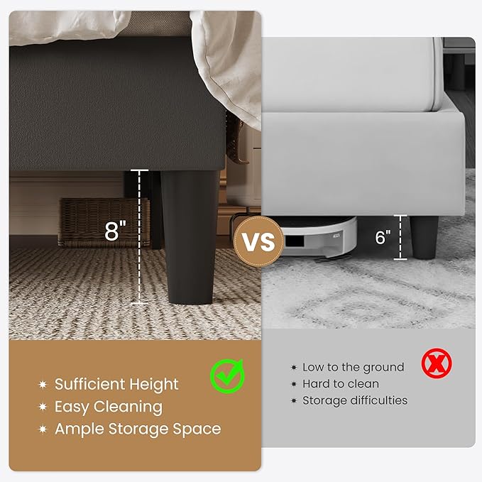 SHA CERLIN King Size Bed Frame with Charging Station & Storage Headboard, Velvet Platform Bed with Upholstered Modern Wingback Design, Wooden Slats Support, No Box Spring Needed, Easy Assembly, Grey