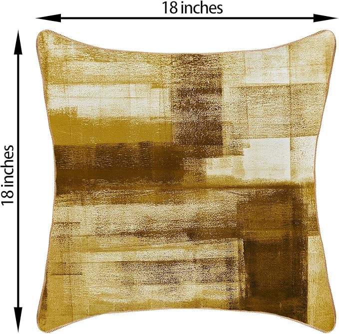 Yellow Brown Throw Pillow Covers 18x18 Set of 2, Abstract Art Decorative Throw Pillow Covers Modern Abstract Soft Polyester Pillowcase Outdoor Cushion Cover for Sofa Couch Farmhouse Room Bed
