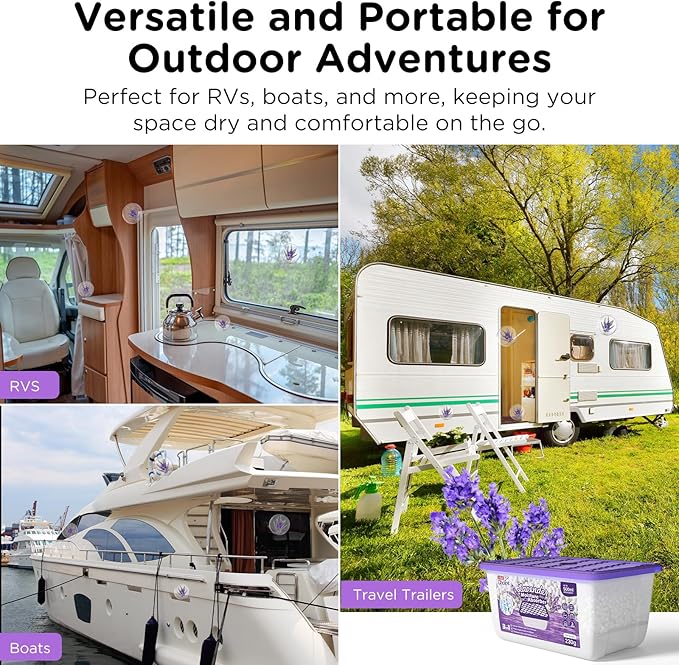 W&E Choice Moisture Absorbers With Lavender Scent, Portable Dehumidifier for Closet&Bathrooms, Kitchen, Humidity Absorber Odor Eliminator Absorber