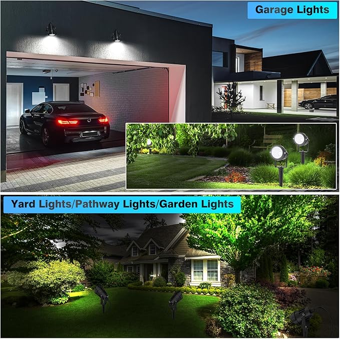 High Brightness 1000LM Outdoor Spot Lights for Yard, 6500K Daylight Spot Lights Outdoor with 4.9FT Electric Cord, 10W LED IP66 Waterproof Landscape Spotlights for Garden Tree Flag - 4 Pack