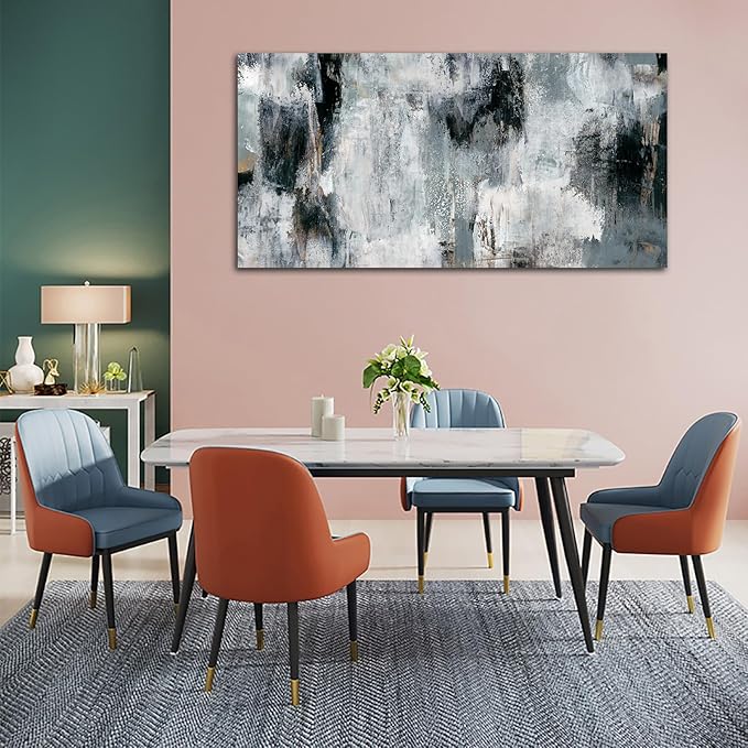 NINEASO Black Gray Abstract Wall Art - Abstract Canvas Pictures for Wall Decor Modern Abstract Canvas Painting Artwork for Living Room Bedroom Home Office Wall Decorations 29" x 58"