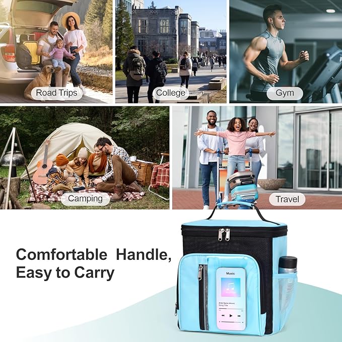 F-color Hanging Shower Caddy Portable - College Dorm Essentials for Guys with Hooks, Quick-Dry Shower Bag for Dorm Travel Gym Camping Essentials, Water-Resistant with Multiple Pockets, Light Blue