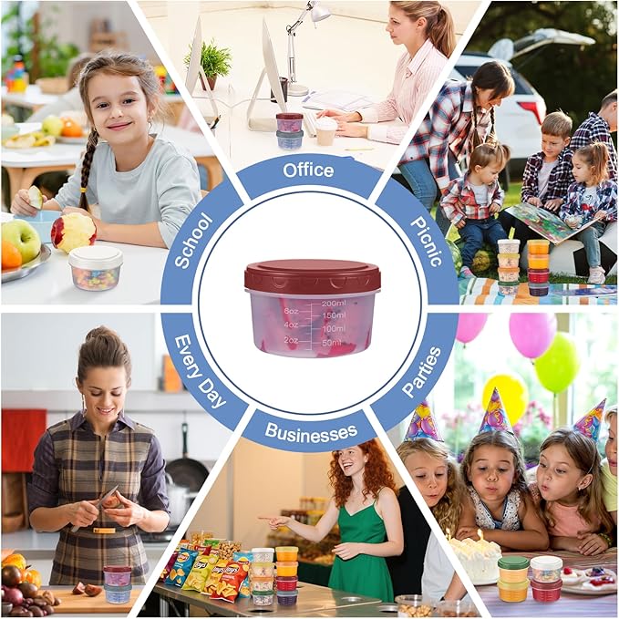 24pcs 10 oz Small Plastic Containers with Lids, Salad Dressing Container Reusable Small Food Storage Containers for Meal Prep, Leakproof, Microwave Dishwasher Freezer Safe, BPA-Free