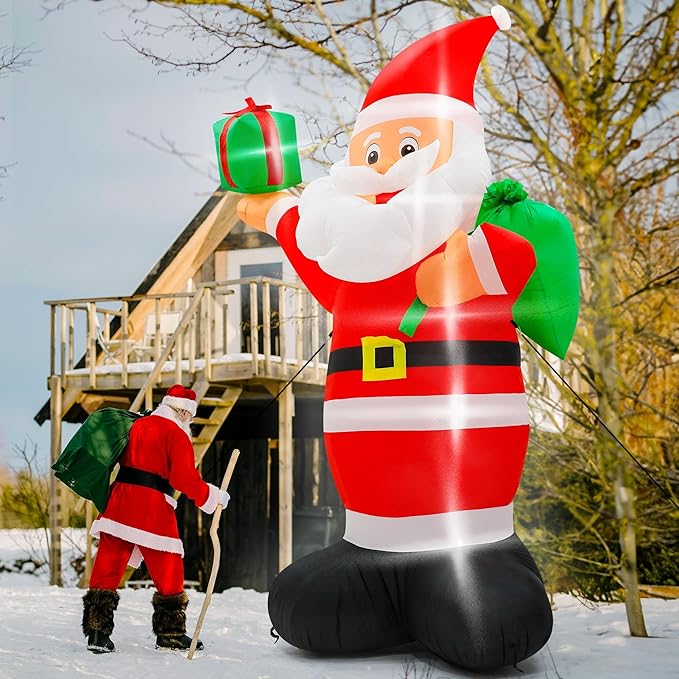 14 FT Christmas Santa Inflatables Decor, Giant Inflatable Santa with Bag, Blow Up Christmas Santa Claus with 6pcs LED, Inflatable Santa Claus Outdoor Decorations for Holiday Lawn Yard Archway
