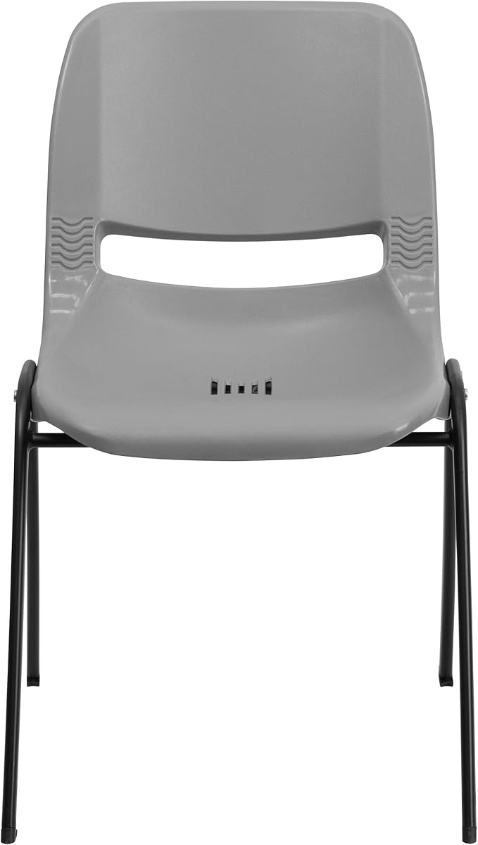 EMMA + OLIVER Gray Ergonomic Shell Student Stack Chair - Classroom Chair / Office Guest Chair