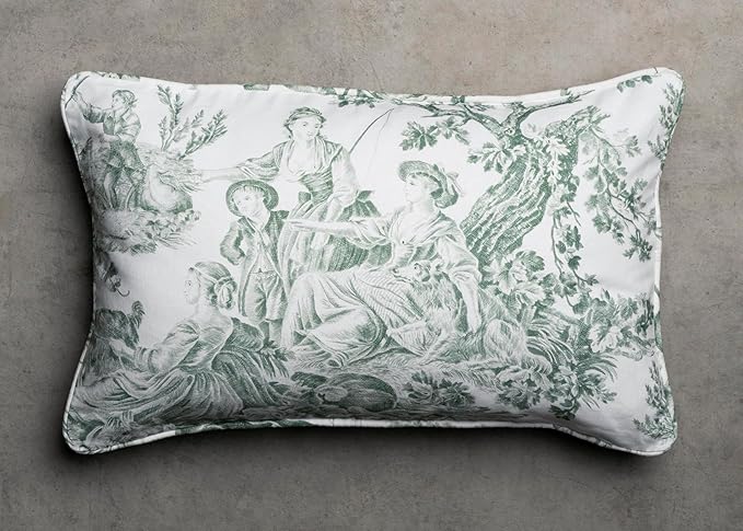 Maison d' Hermine Decorative Pillow Covers 12x20 Inch Rectangle 100% Cotton Throw Pillow Covers with Invisible Zipper for Couch, Chair, Sofas, Bedroom, Home (The Miller - Antique Green (White))