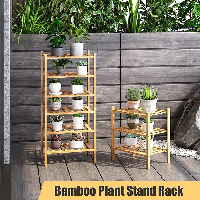 6-Tier Small Shoe Rack for Entryway, Stackable | Heavy Duty | Multi-Function, Bamboo Free Standing Shoe Racks for Bedroom Hallway Closet