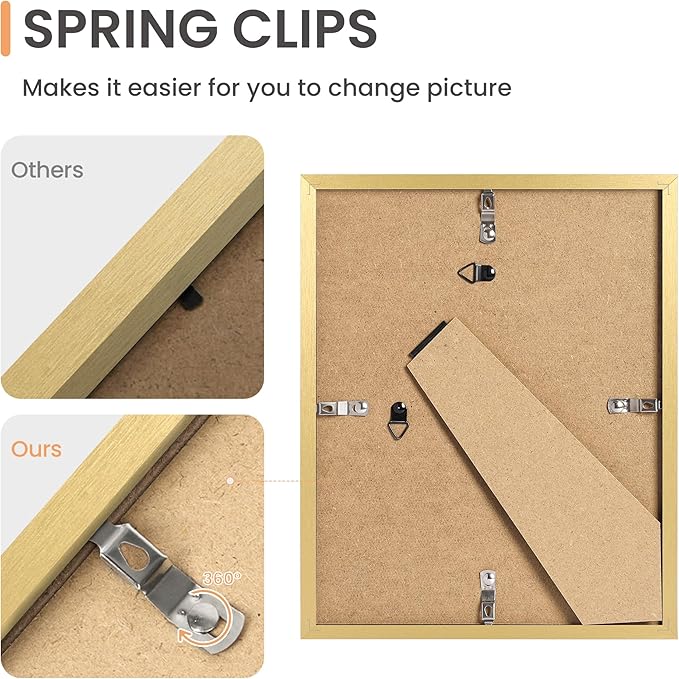 upsimples 10 Pack Picture Frames Collage Wall Decor for Mounting or Tabletop Display, Photo Gallery Frame Set for Family, Multi Sizes Including 8x10, 5x7, 4x6, Gold