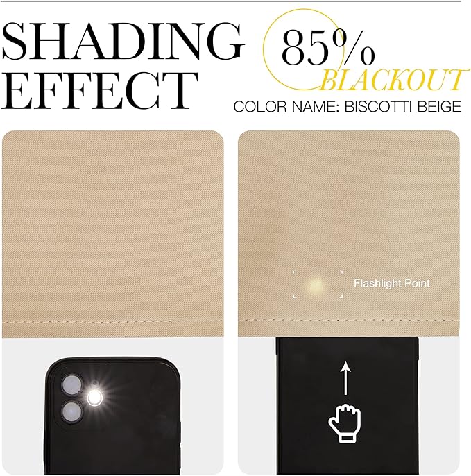 NICETOWN Blackout Curtains Panels for Bedroom, 2 Panels, 66 x 60 Inch, Biscotti Beige, 3 Pass Microfiber Noise Reducing Thermal Insulated Solid Ring Top Blackout Window Drapes