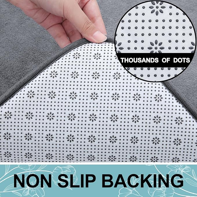 Smiry Memory Foam Bath Mat 47x20, Extra Soft and Absorbent Bathroom Mats, Non Slip Washable Carpet for Floor, Shower and Tub, Dark Grey