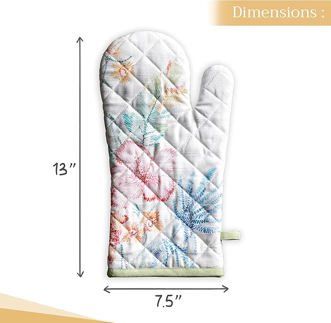 Maison d' Hermine Oven Gloves 100% Cotton Oven Mitt 7" x 13" with Loop Heat Resistant, BBQ, Cooking Gloves, Baking, Grilling, Kitchen, Handling Hot Pans Spring/Summer (Pack of 1, Paradise Island)