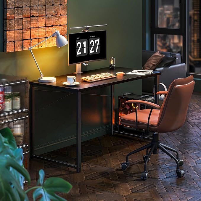 Coleshome 48 Inch Computer Desk, Modern Simple Style Desk for Home Office, Study Student Writing Desk, Black