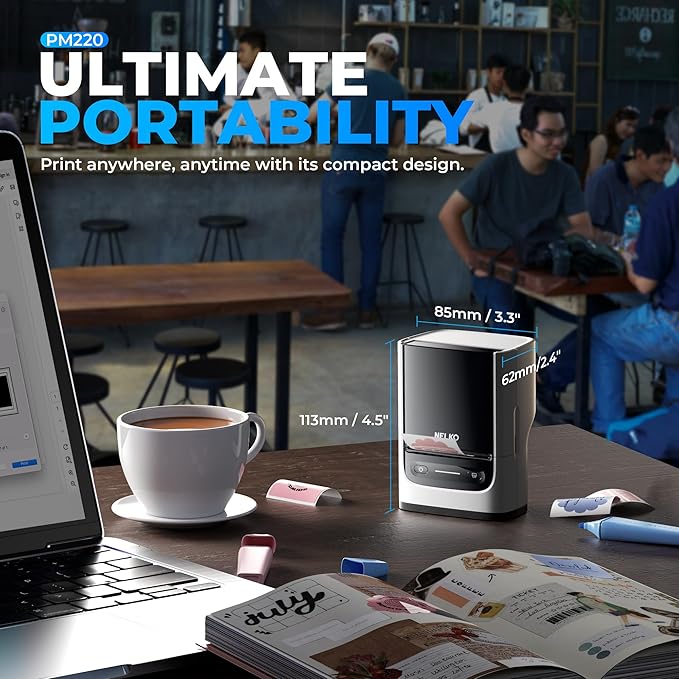 Nelko Label Maker Machine with Tape, PM220 Bluetooth Label Printer, 2 Inch Portable Thermal Printer for Small Business, Address, Logo, Clothing, Sticker Printer for iOS, Android & PC, White