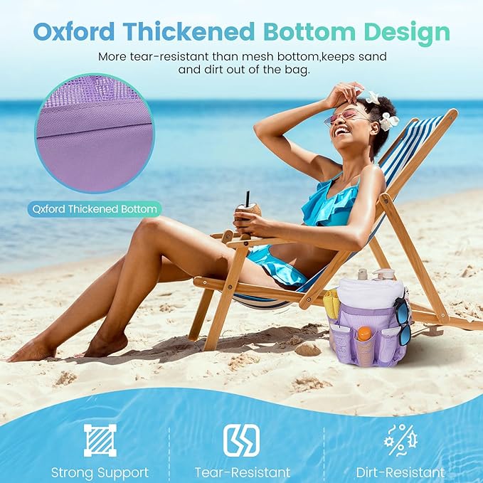 Camping Essentials Shower Caddy Portable for College Dorm Room Essentials for Girls with 9 Pockets,Large-Capacity Shower Caddy Dorm Basket,Quick Dry Shower Bag for Gym,Travel,Swim,Beach-Purple