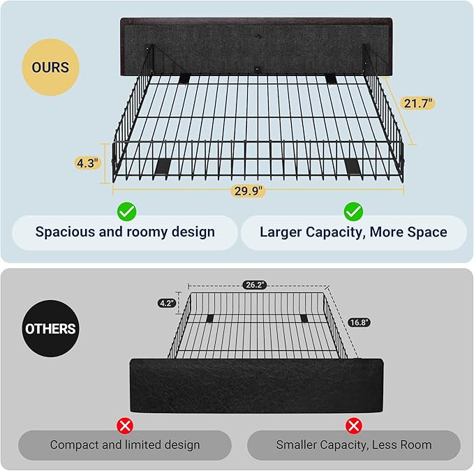 Allewie Upholstered Queen Size Platform Bed Frame with 4 Storage Drawers and Headboard, Diamond Stitched Button Tufted, Mattress Foundation with Wooden Slats Support, No Box Spring Needed, Black Brown