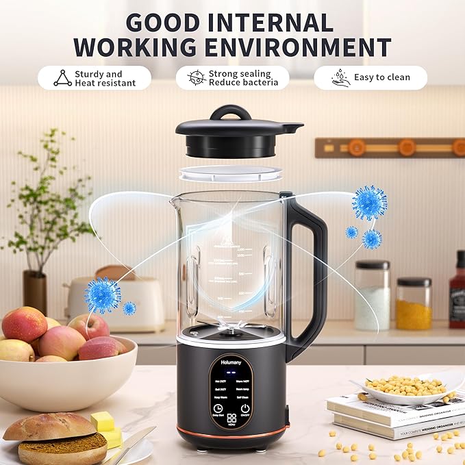 Nut Milk Maker, 35oz Automatic Milk Maker for Homemade Almond, Oat, Soy Milk, Plant-Based Milk and Non-Dairy Beverages, Milk Maker Machine with Delay Start/Keep Warm/Self Clean/Boil Water