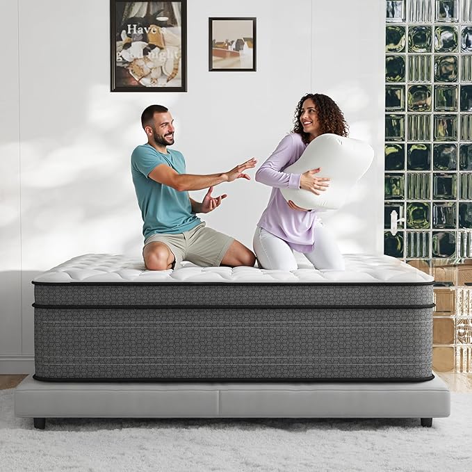 Queen Mattress, 10 Inch Plush Hybrid Queen Size Mattresses in a Box, with Gel Memory Foam and Pocket Springs for Pressure Relief, Cooling, CertiPUR-US Certified