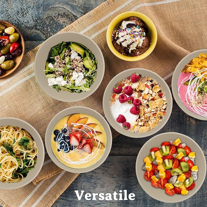 Wheat Straw Bowl Sets with Textured Pattern,6 PCS Unbreakable Cereal Bowl 36 OZ,Microwave and Dishwasher Safe Bowls,Soup Bowl Sets BPA Free for Salad (Beige