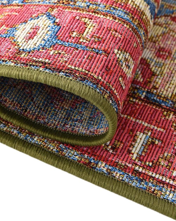 Unique Loom Outdoor Traditional Collection Area Rug - Limon (5' 3" x 8' Rectangle, Multi/ Red)